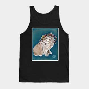 Kitty in Flower Crown - White Outlined Version Tank Top